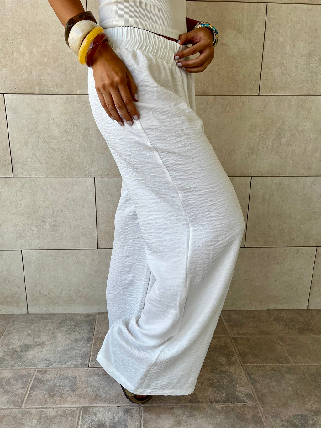 White Flowy Linen Pants