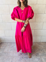 Fuchsia Over The Top Poplin Dress