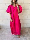 Fuchsia Over The Top Poplin Dress