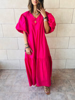 Fuchsia Over The Top Poplin Dress