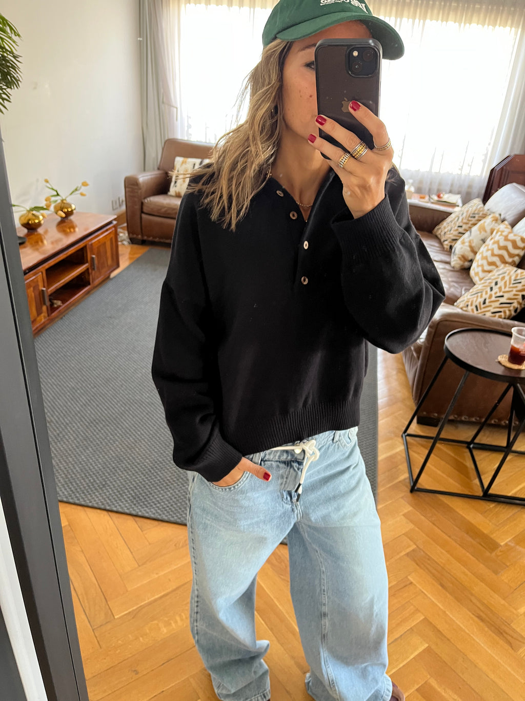 Black Longsleeve Polo Knit
