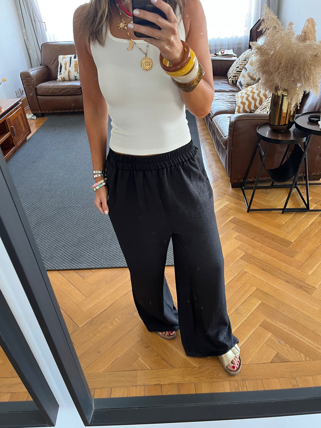 Black Flowy Linen Pants