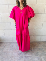 Fuchsia Over The Top Poplin Dress