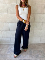 Black Flowy Linen Pants