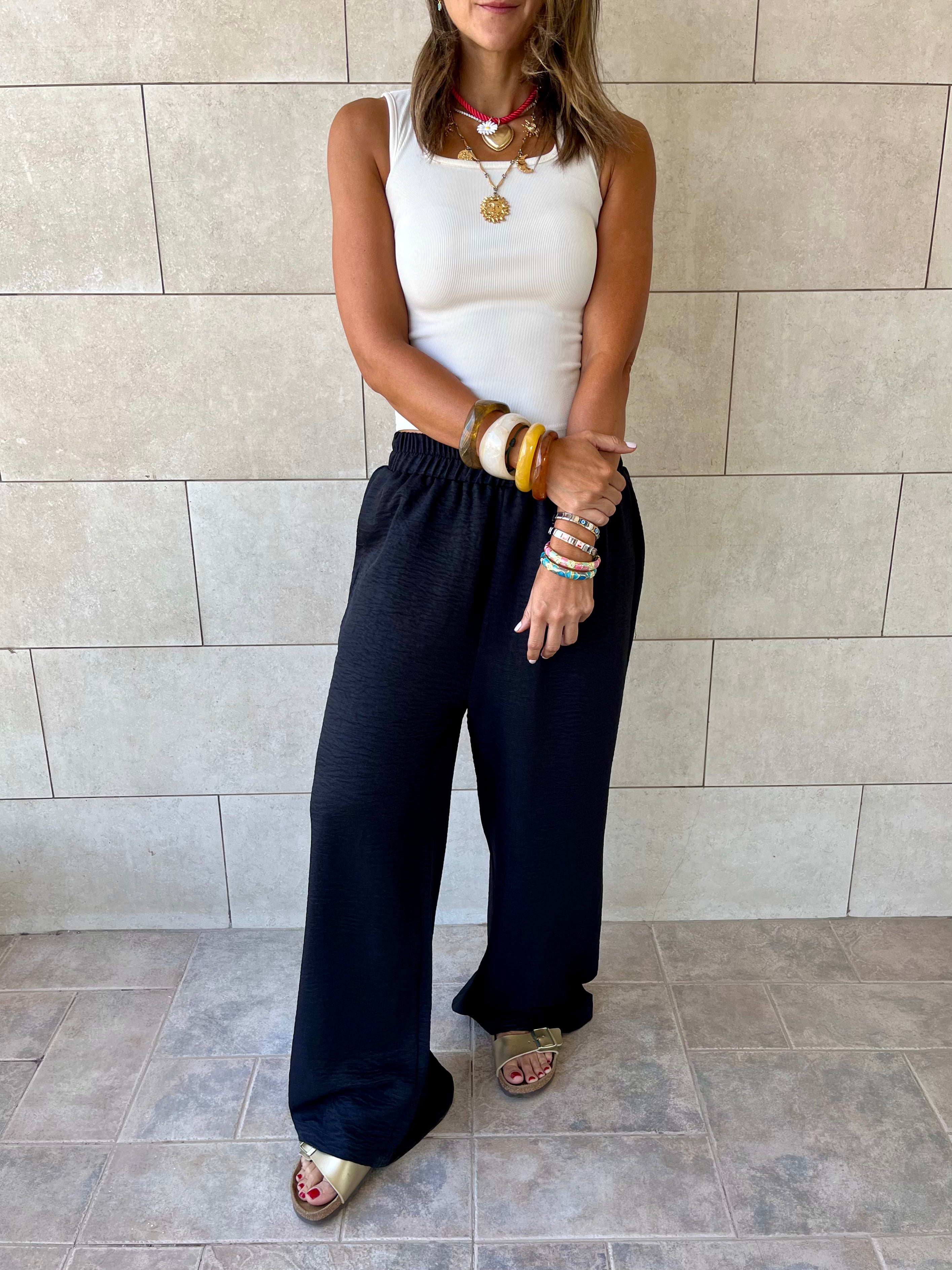 Black Flowy Linen Pants