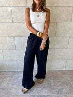 Black Flowy Linen Pants