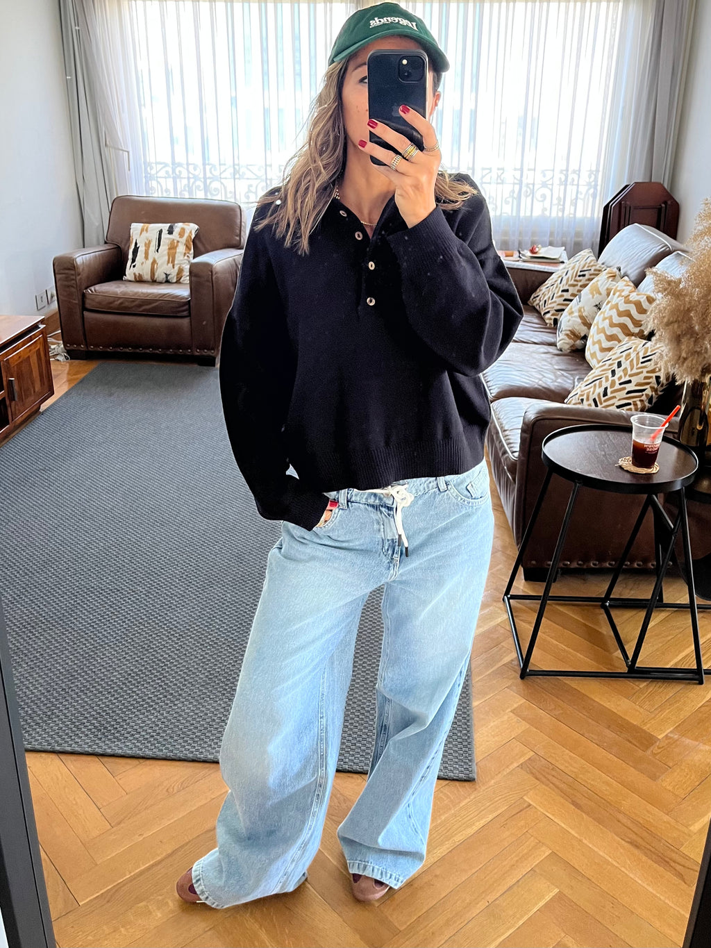 Black Longsleeve Polo Knit