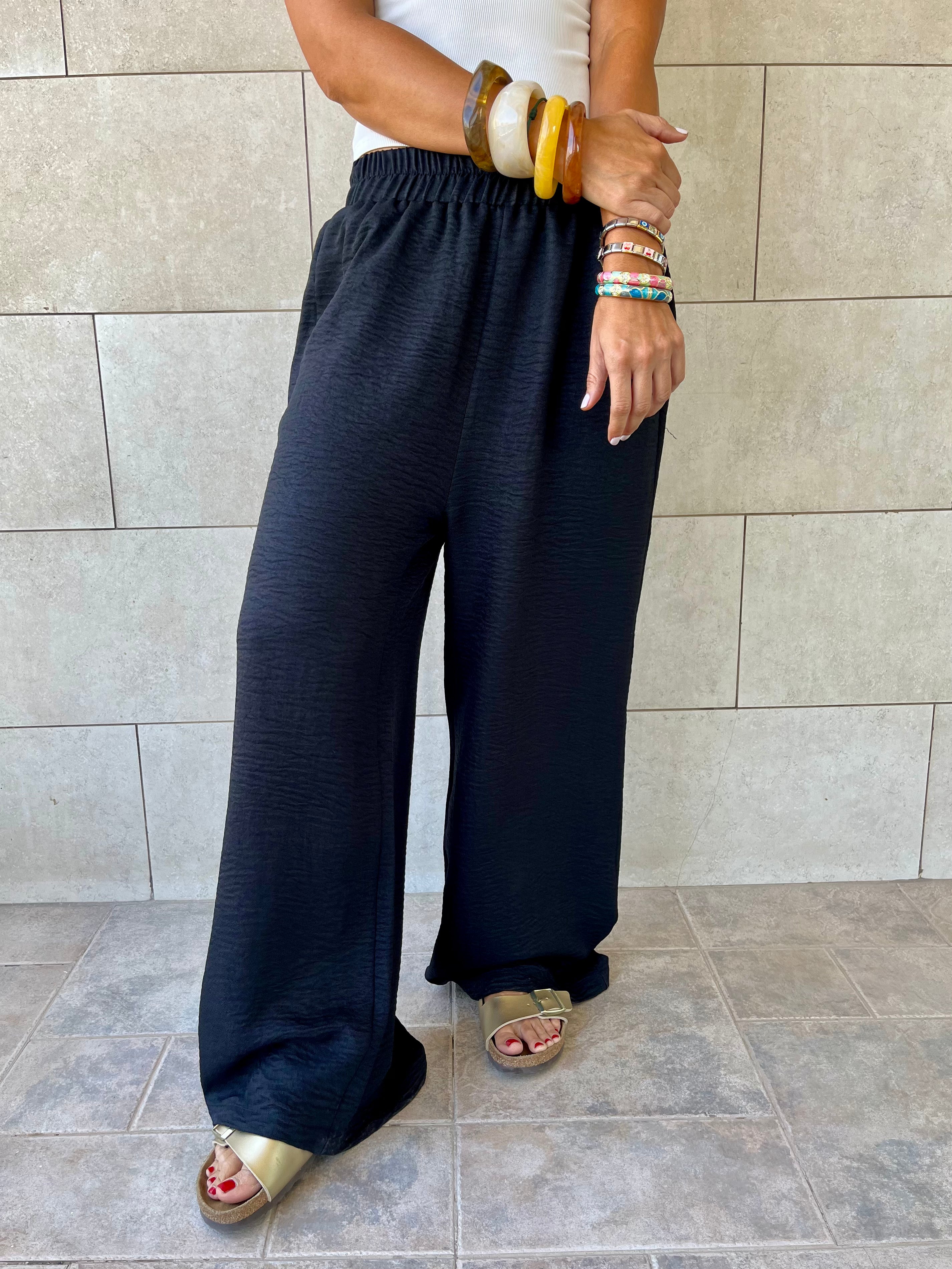 Black Flowy Linen Pants