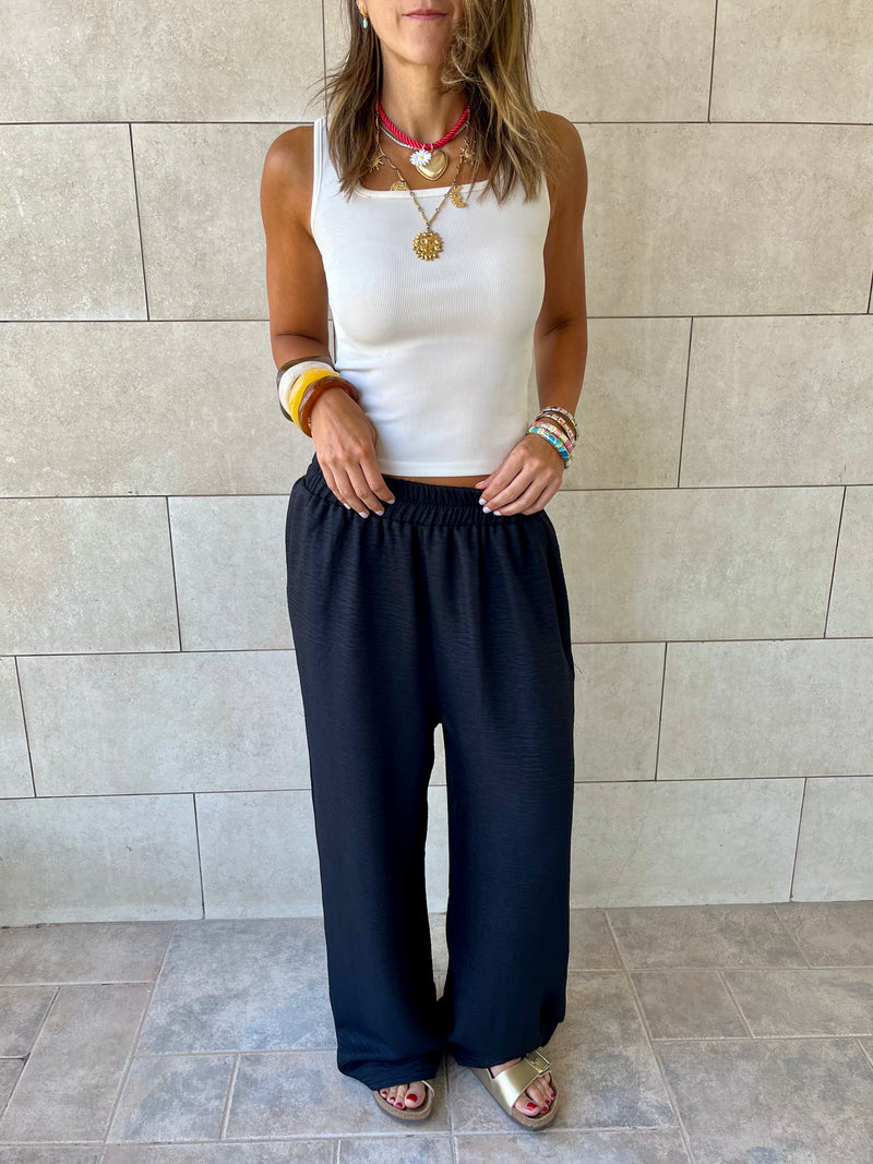 Black Flowy Linen Pants