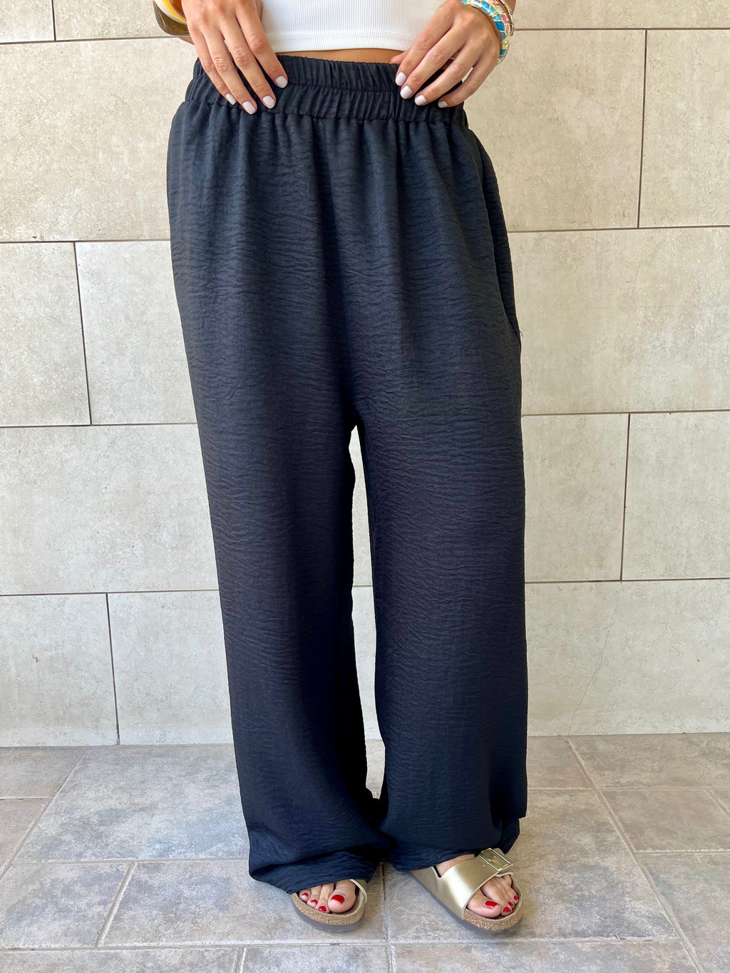 Black Flowy Linen Pants