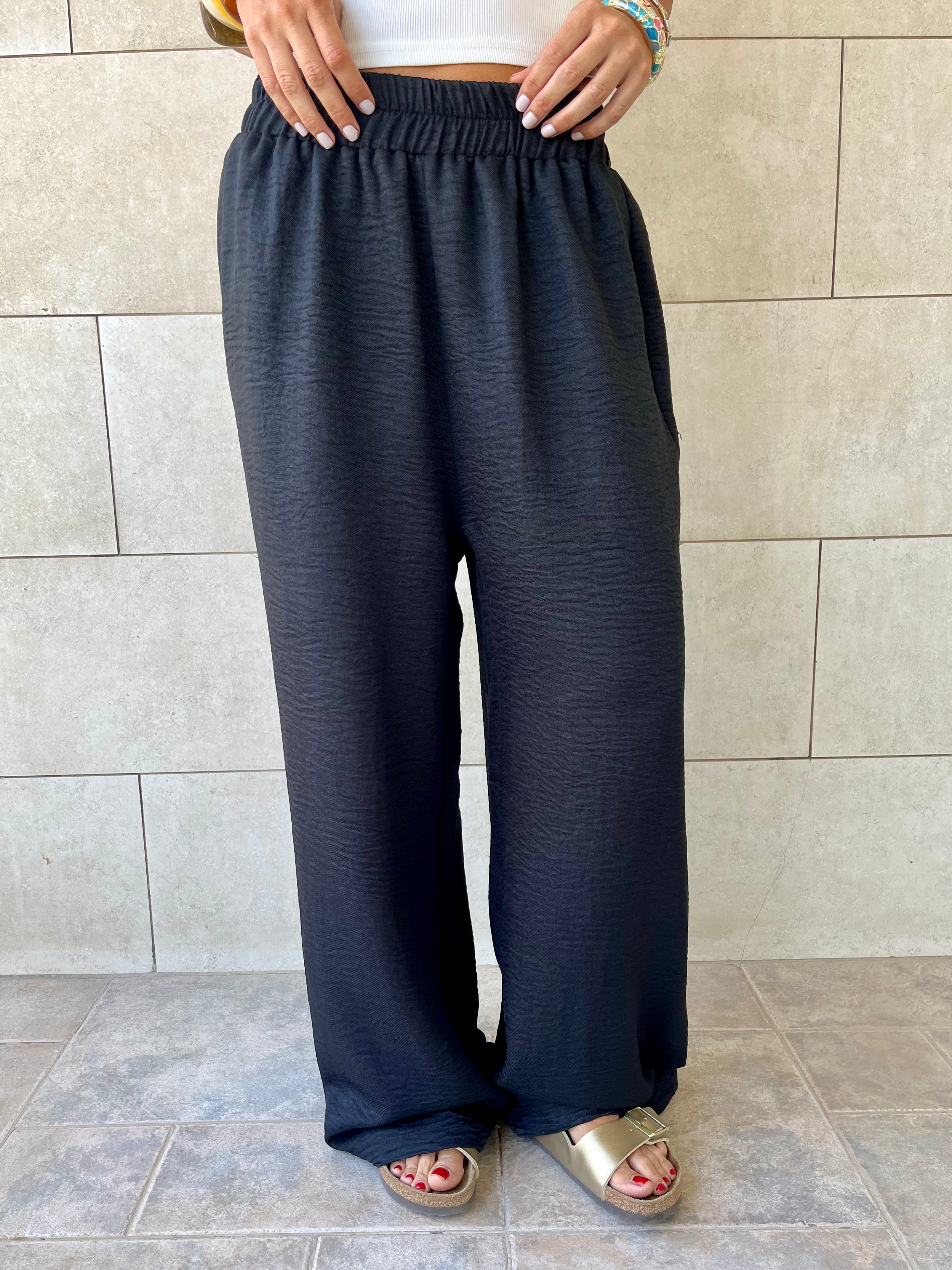 Black Flowy Linen Pants
