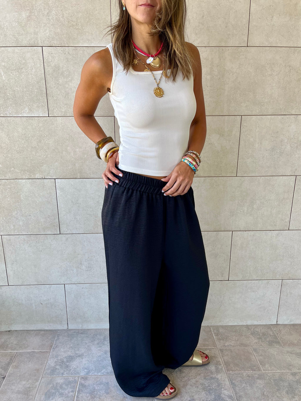 Black Flowy Linen Pants