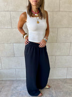 Black Flowy Linen Pants
