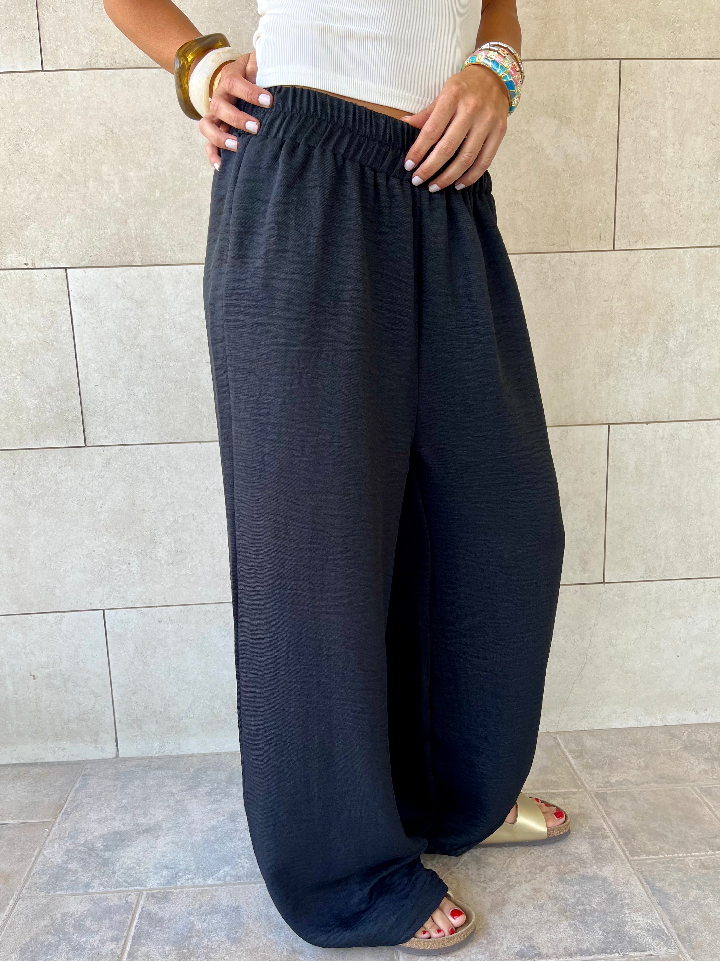 Black Flowy Linen Pants