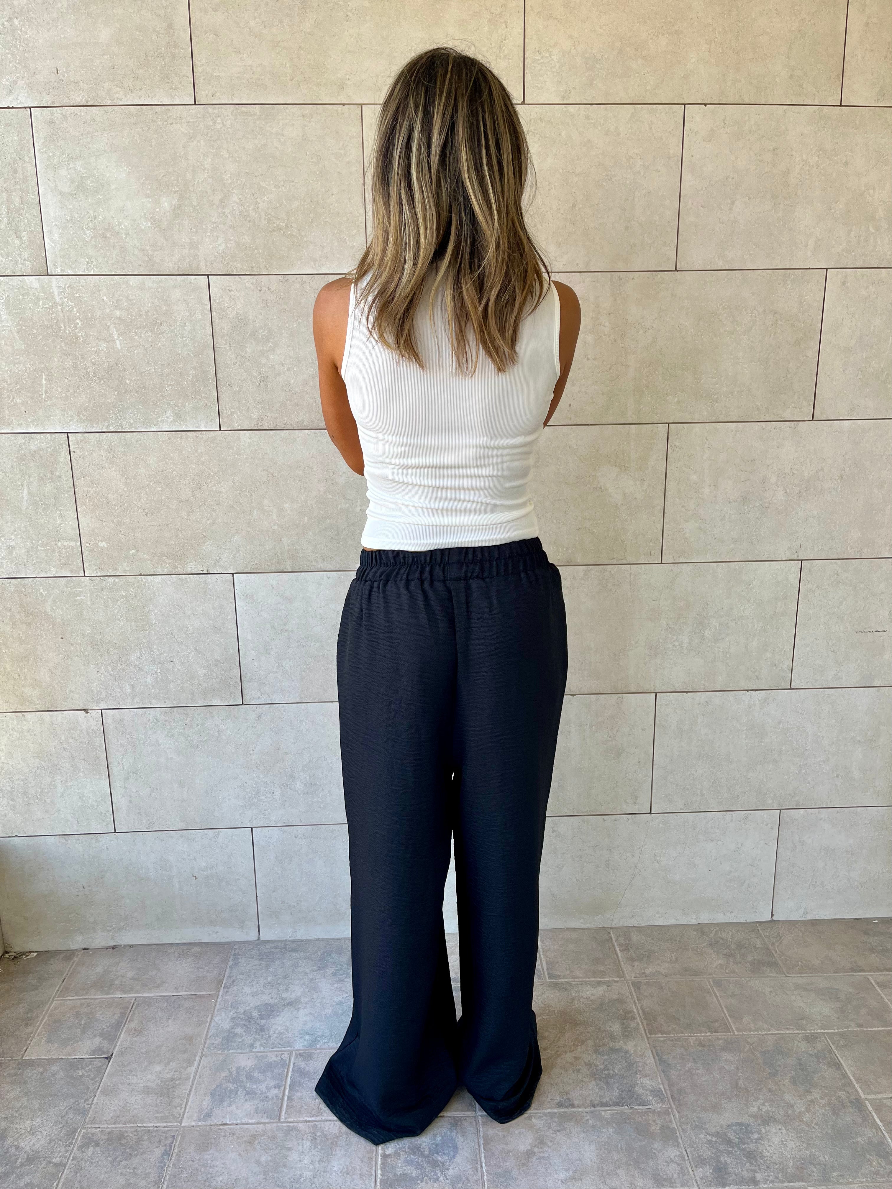 Black Flowy Linen Pants