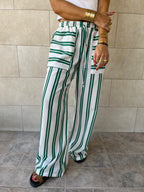 Green Striped Spring Pants