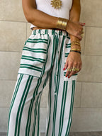 Green Striped Spring Pants
