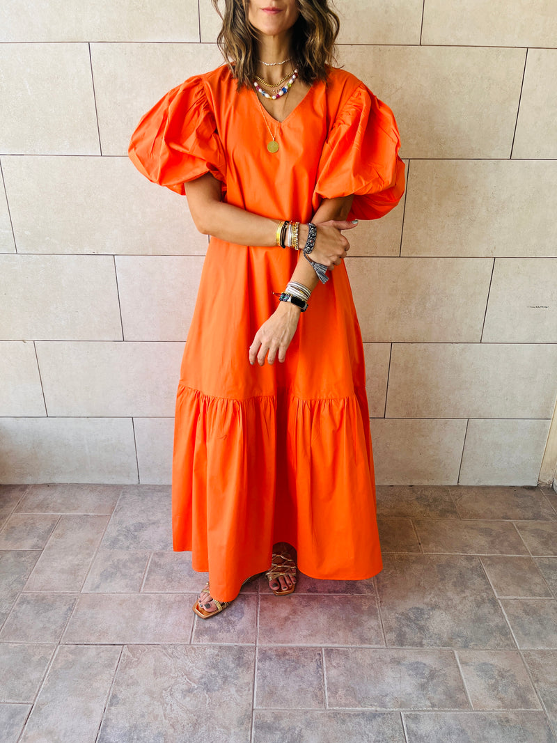 Orange Over The Top Poplin Dress