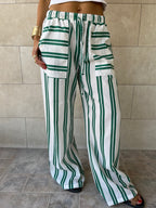 Green Striped Spring Pants