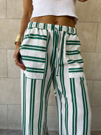 Green Striped Spring Pants