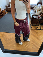 Burgundy & black Colorblock Waterproof Pants