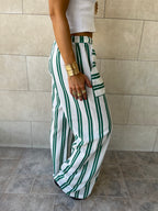 Green Striped Spring Pants