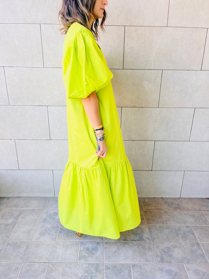 Lime Over The Top Poplin Dress