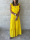 Yellow Ruffle Shoulder Anglaise Dress