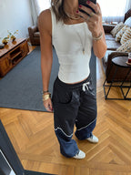 Black & Navy Colorblock Waterproof Pants