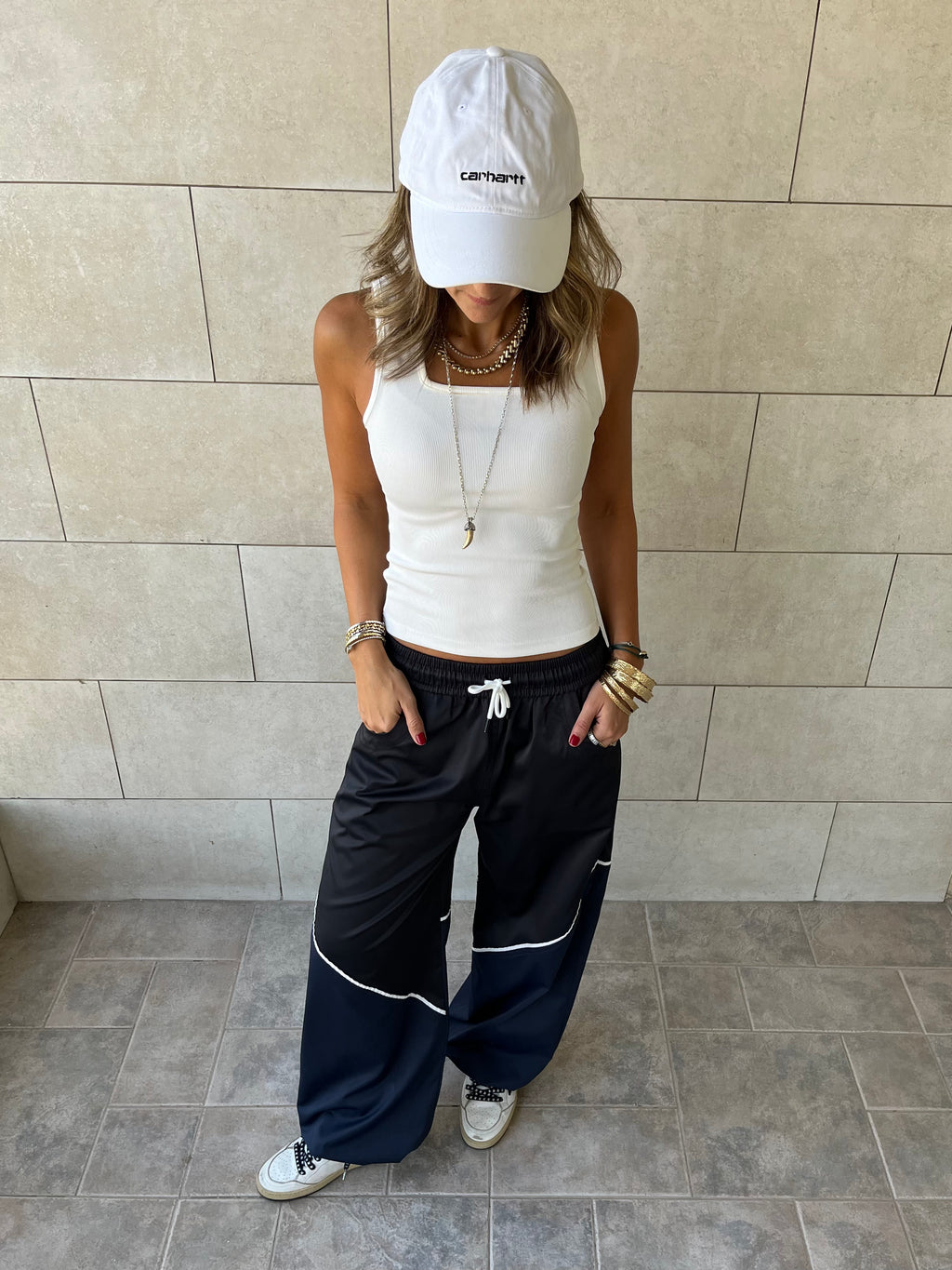 Black & Navy Colorblock Waterproof Pants