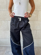 Black & Navy Colorblock Waterproof Pants