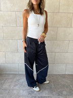 Black & Navy Colorblock Waterproof Pants