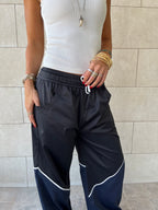 Black & Navy Colorblock Waterproof Pants