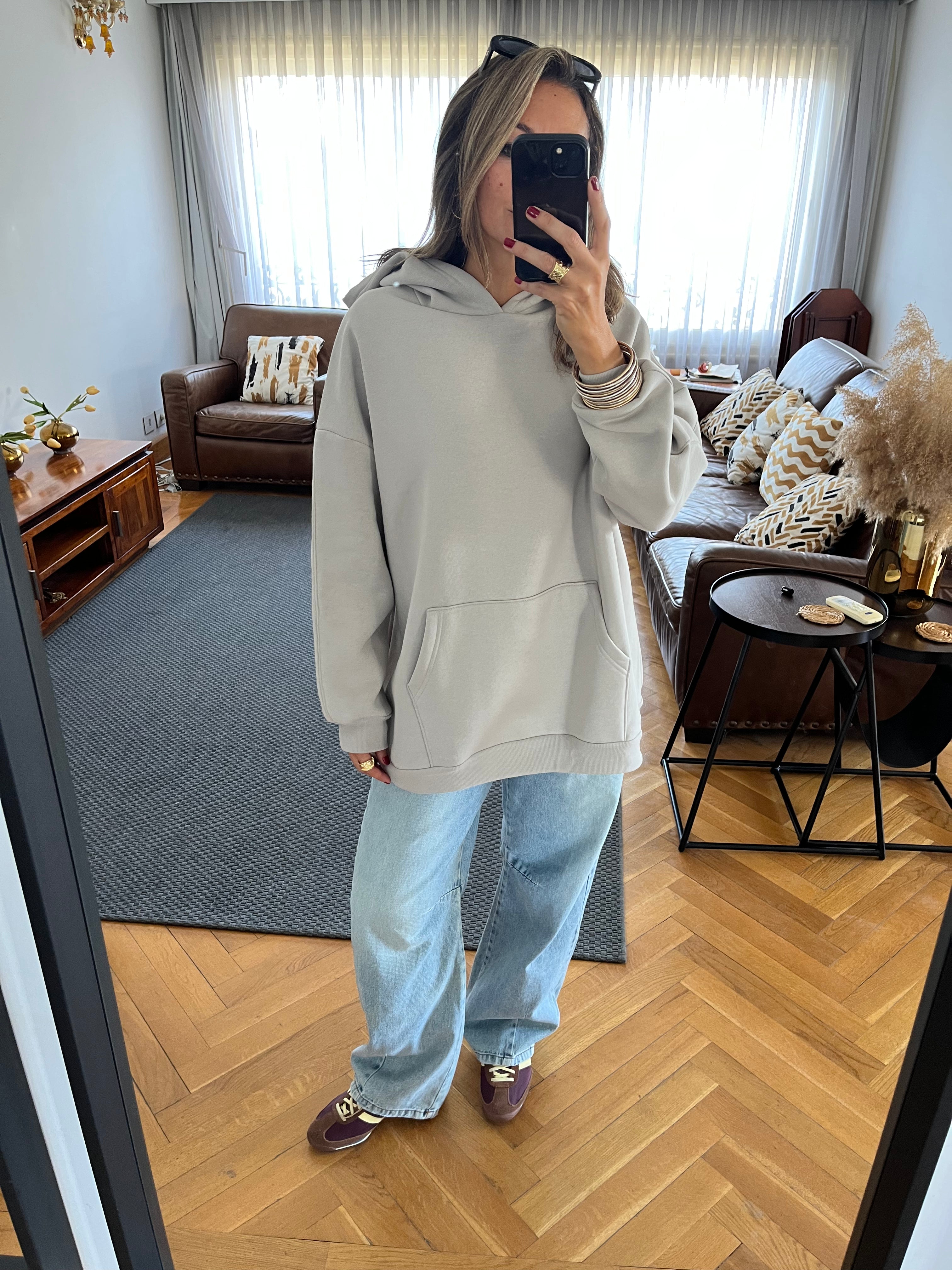 Grey Oversized Essential Hoodie