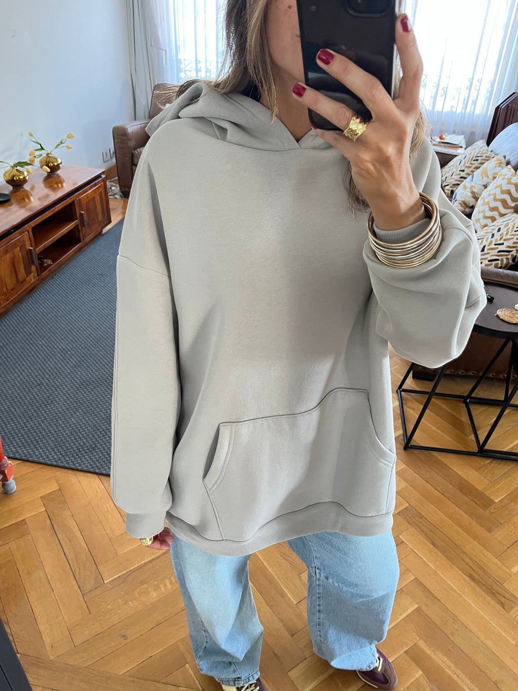 Grey Oversized Essential Hoodie
