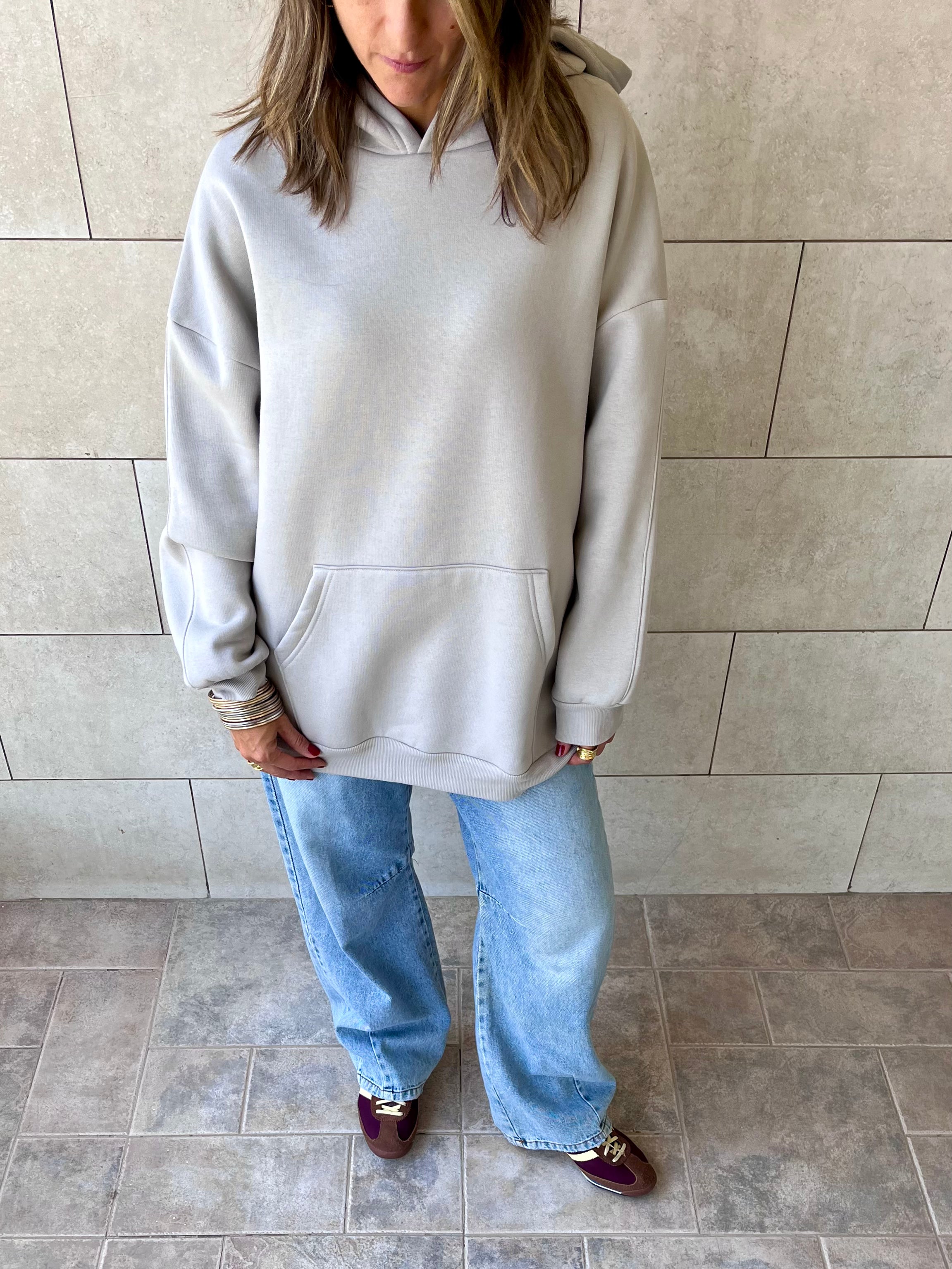 Grey Oversized Essential Hoodie