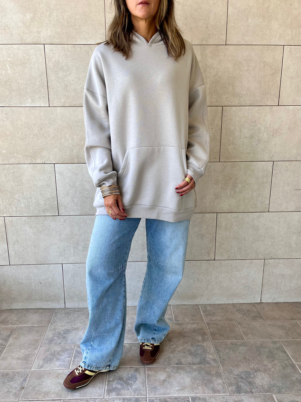 Grey Oversized Essential Hoodie
