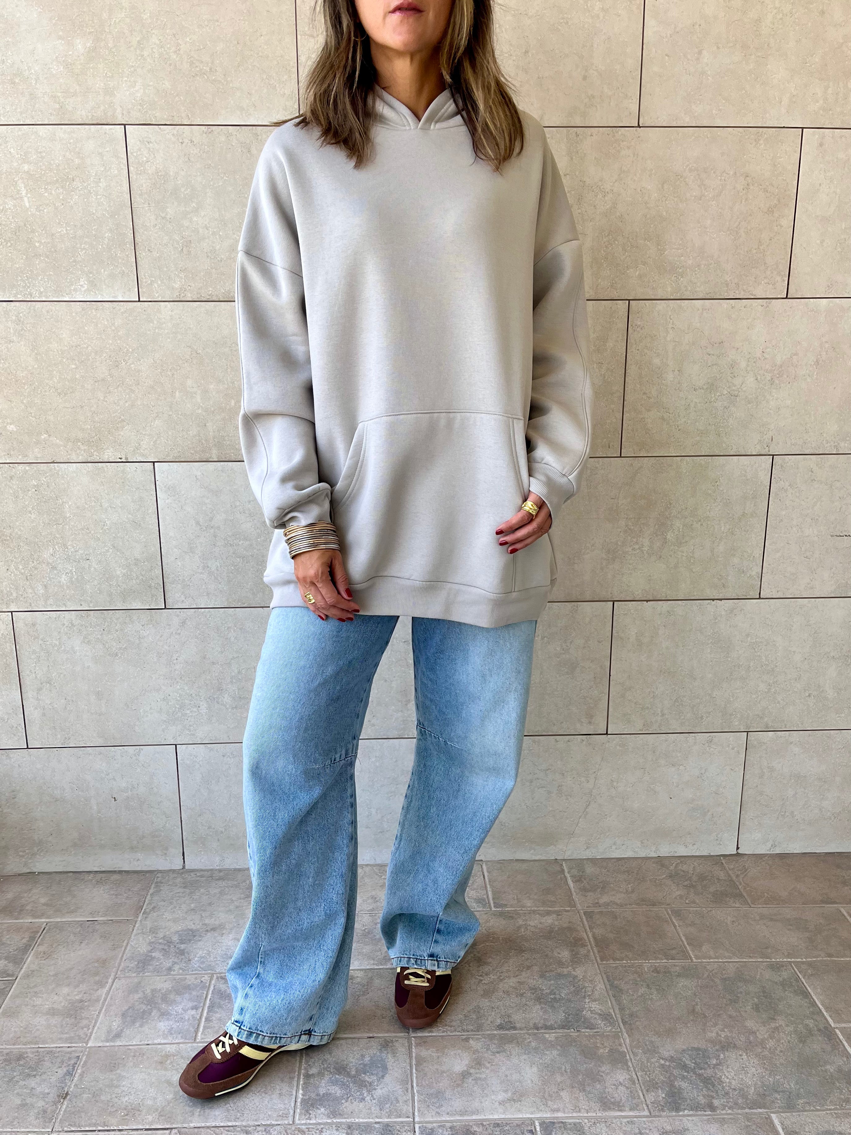 Grey Oversized Essential Hoodie