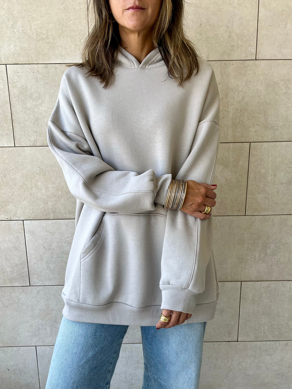 Grey Oversized Essential Hoodie