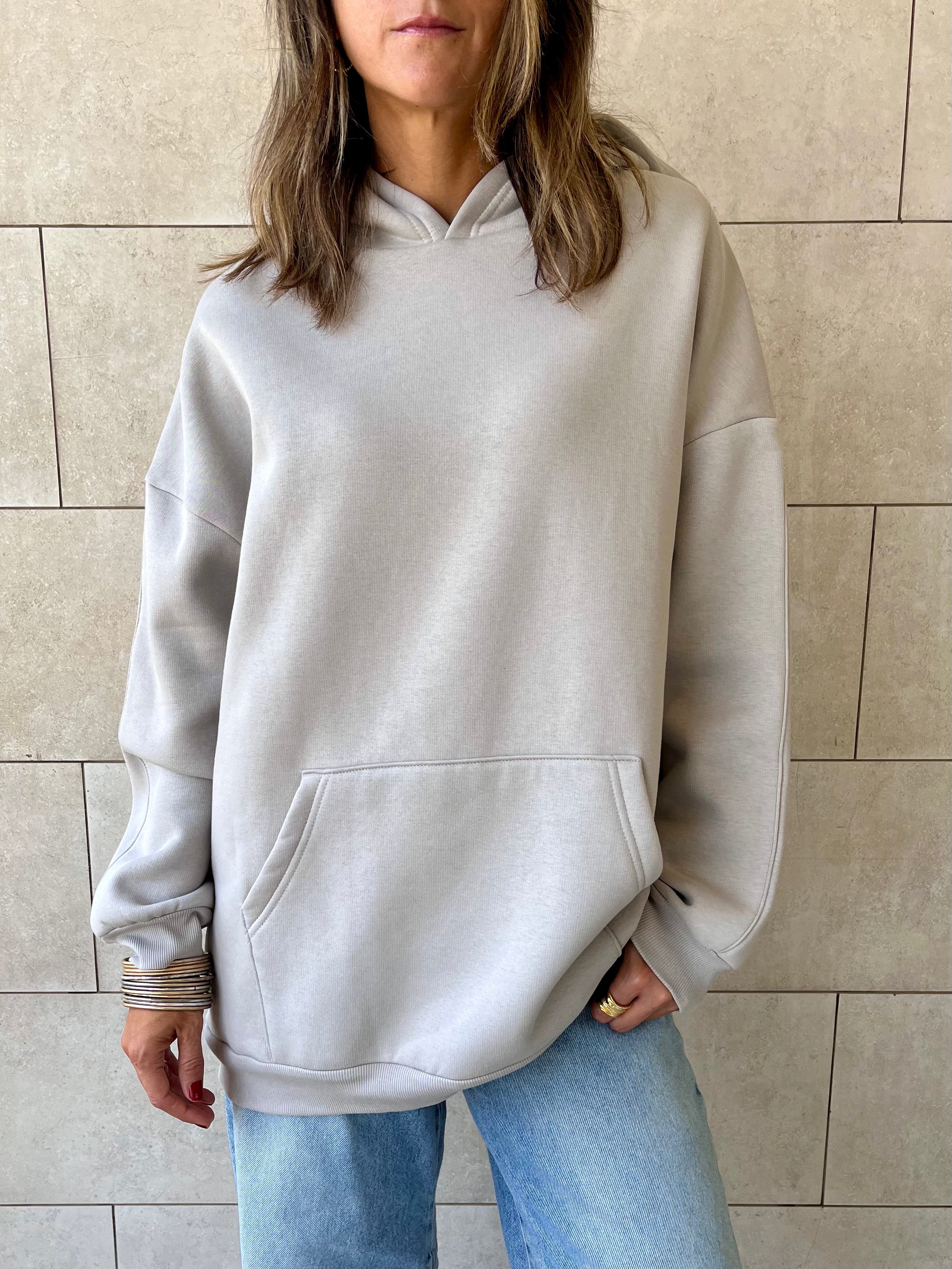 Grey Oversized Essential Hoodie