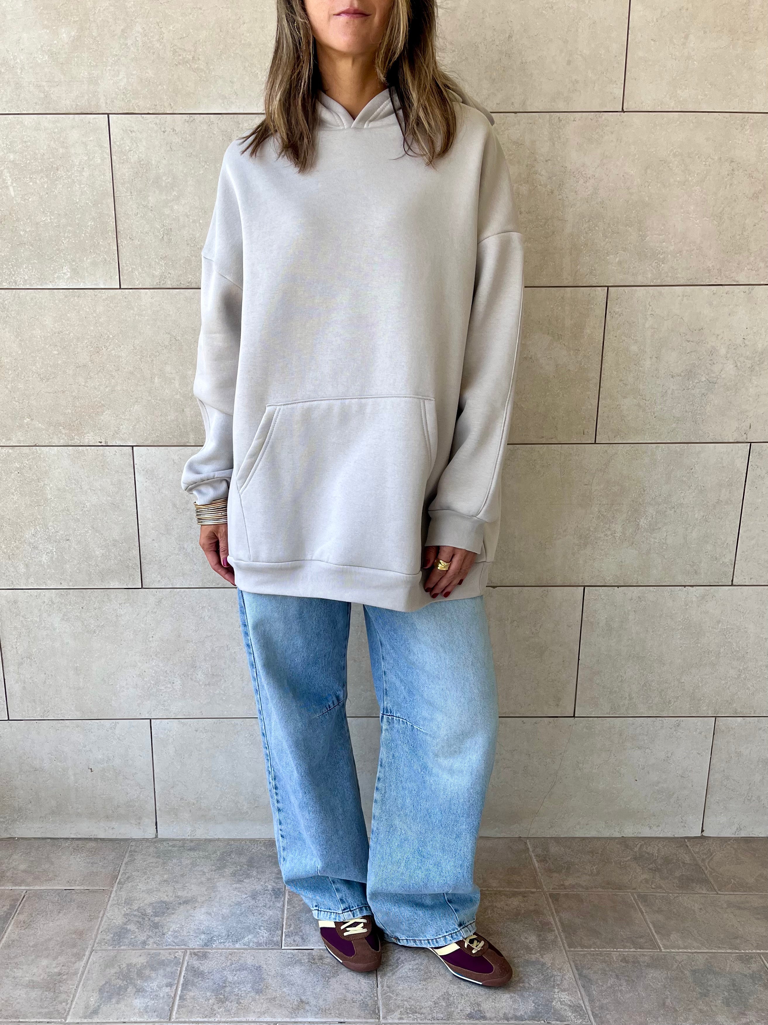 Grey Oversized Essential Hoodie