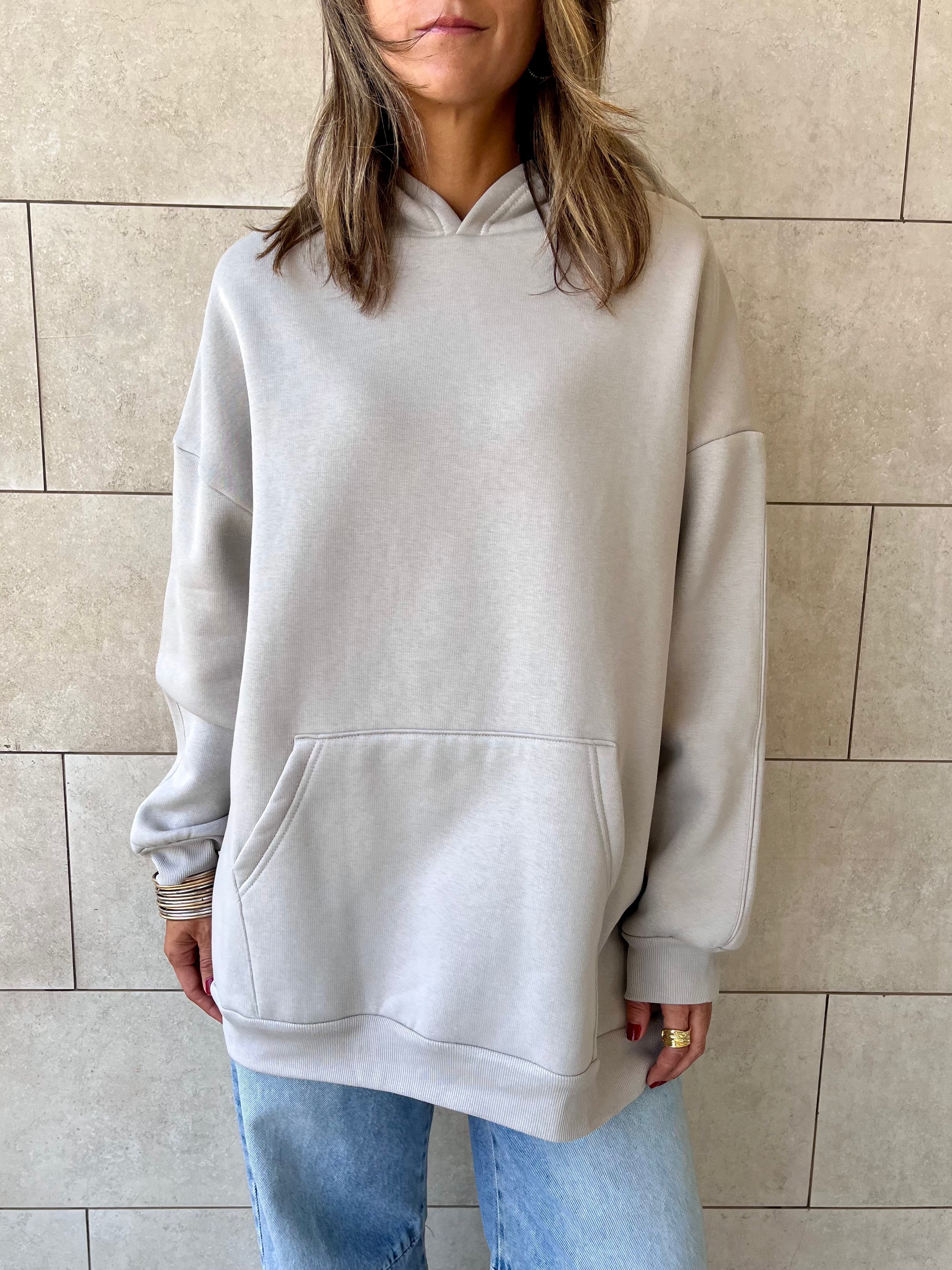 Grey Oversized Essential Hoodie