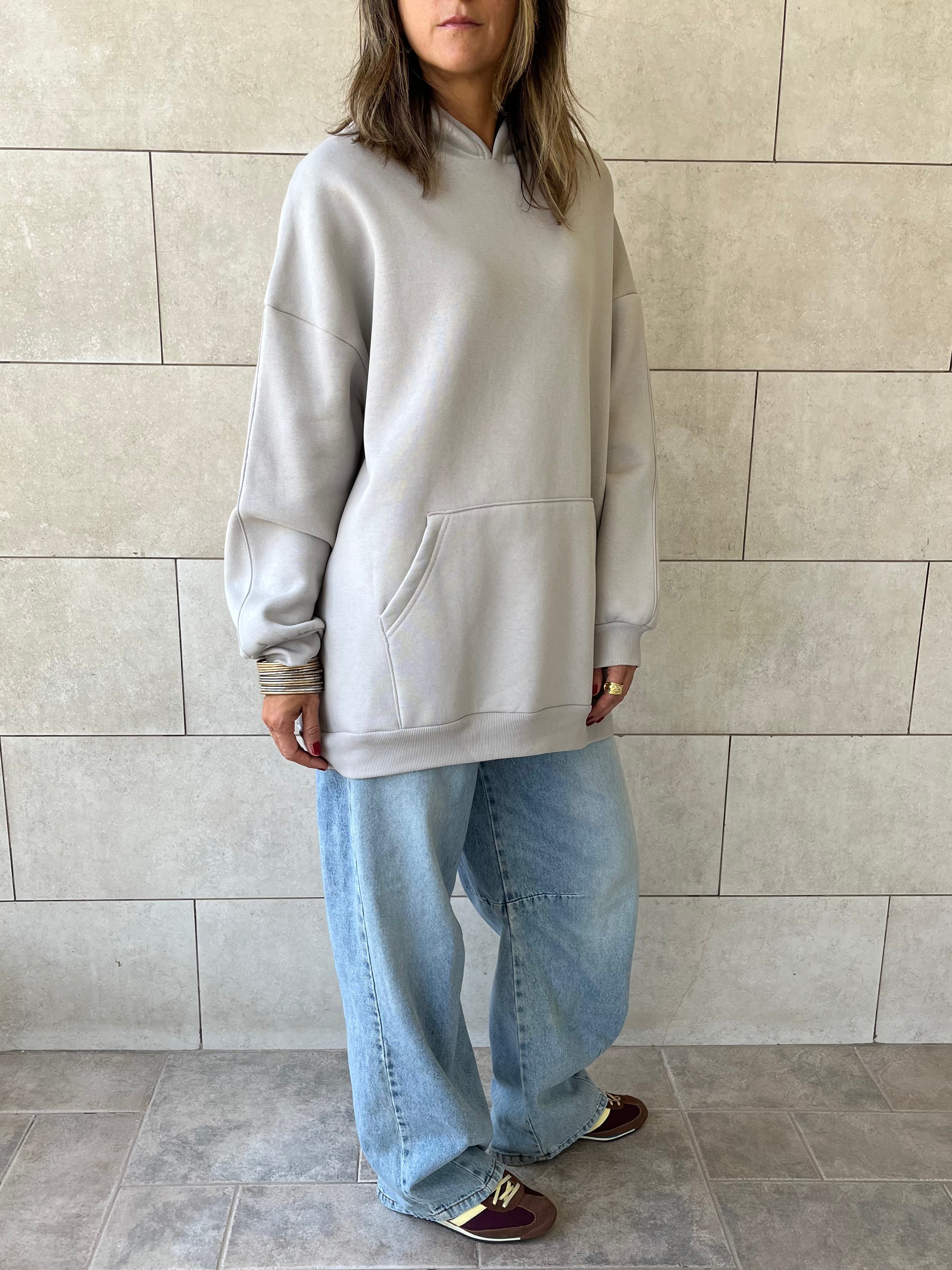 Grey Oversized Essential Hoodie