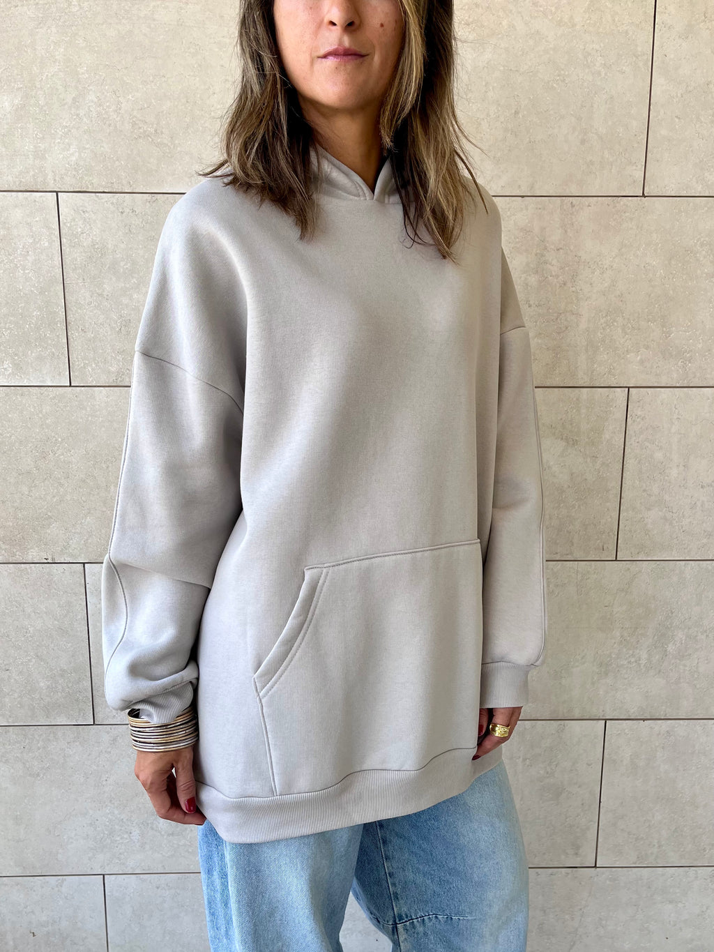 Grey Oversized Essential Hoodie