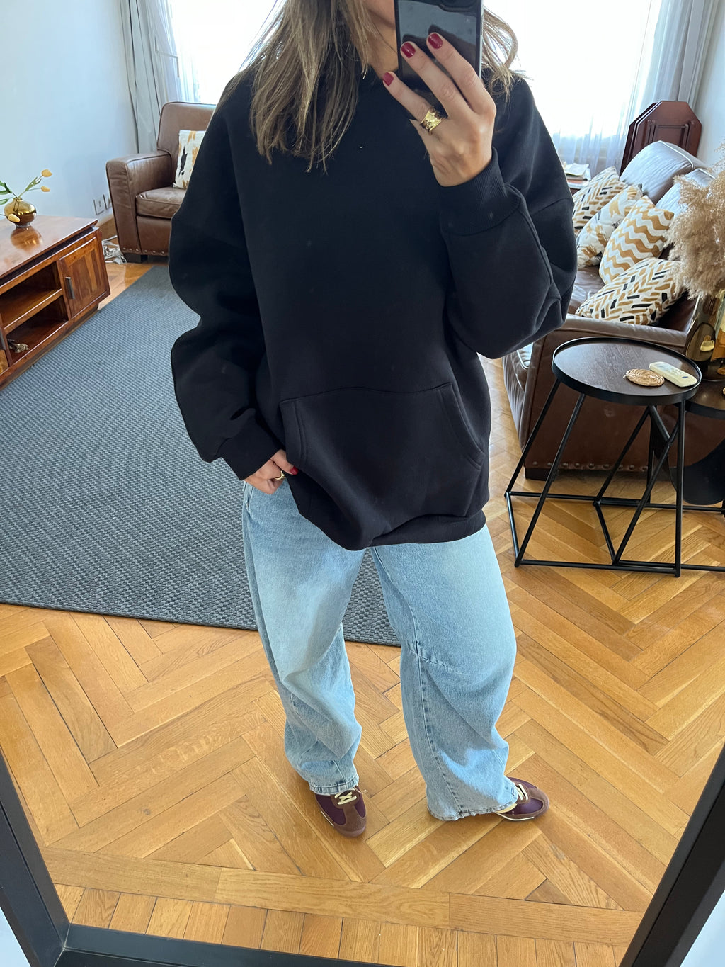 Black Oversized Essential Hoodie