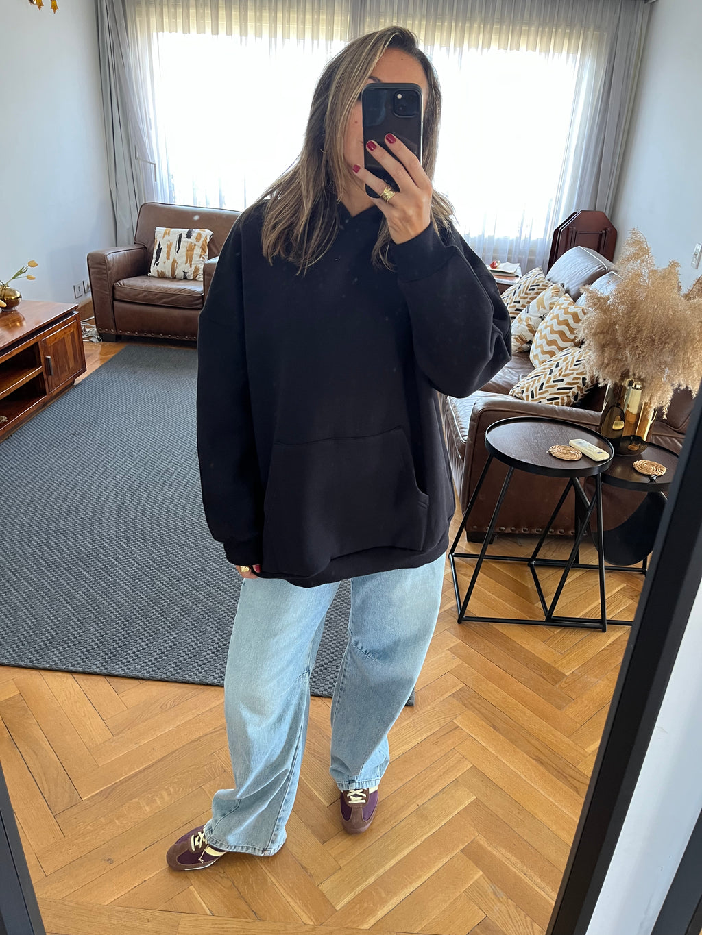 Black Oversized Essential Hoodie