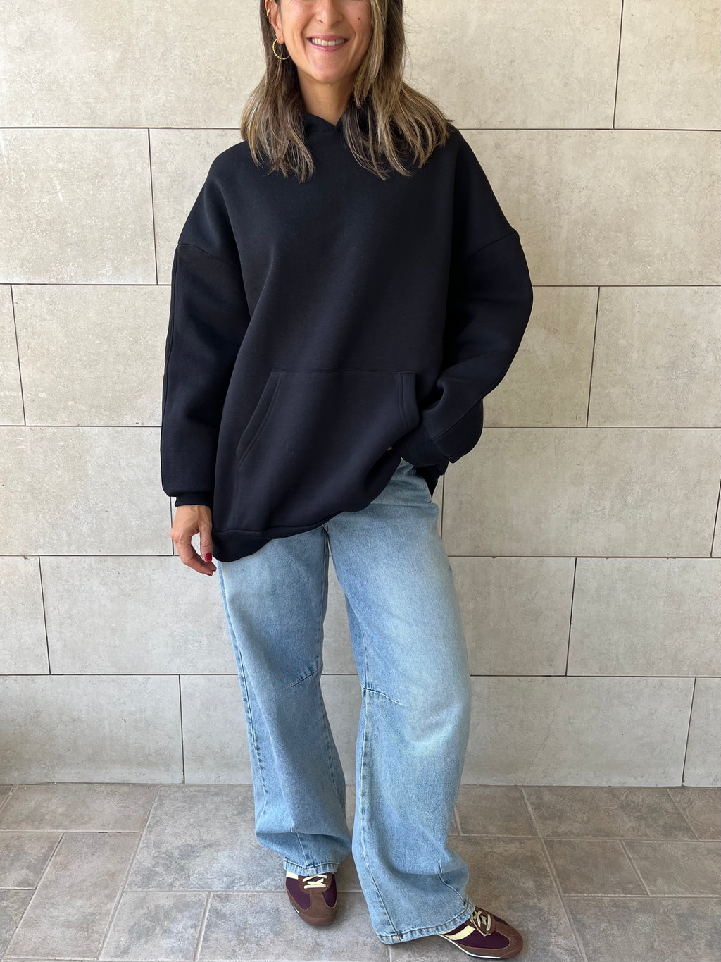 Black Oversized Essential Hoodie