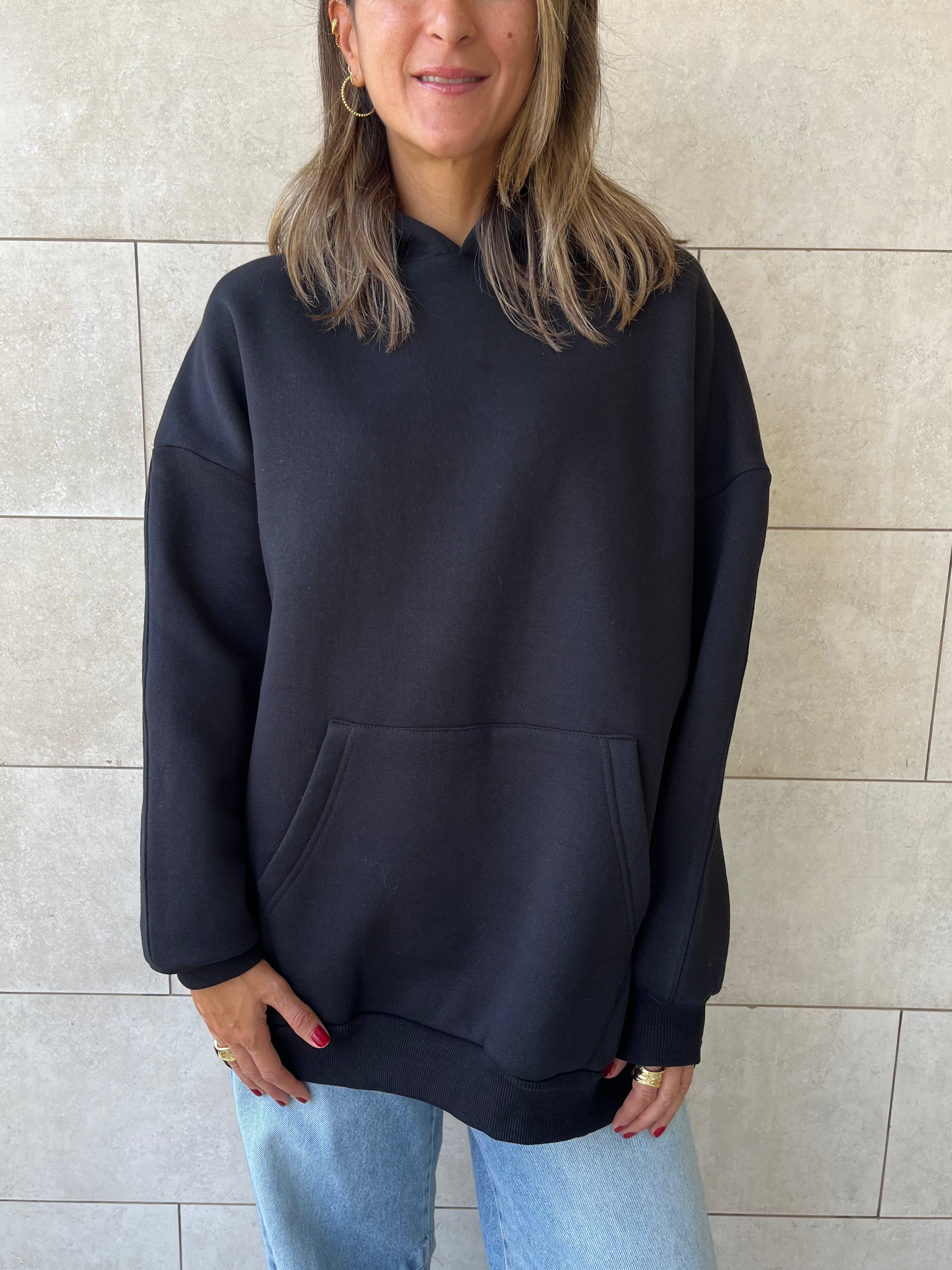 Black Oversized Essential Hoodie