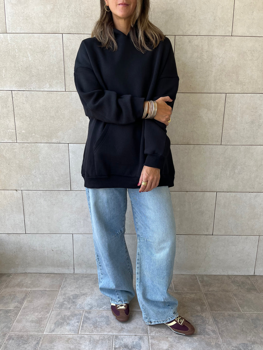 Black Oversized Essential Hoodie