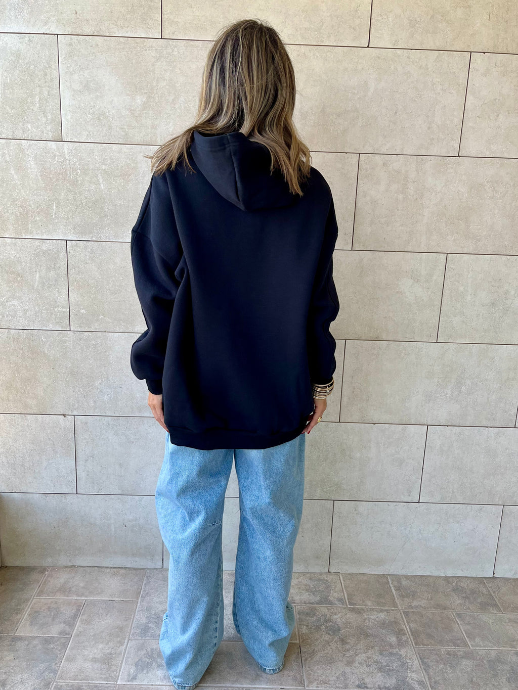 Black Oversized Essential Hoodie